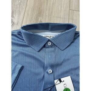 Collars and Co. Short Sleeve Polo L Geometric AOP Blue